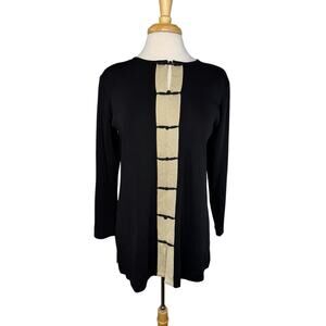 EXCLUSIVELY MISOOK Black Gold Knit Long Sleeve Tunic Top Size Medium Womens